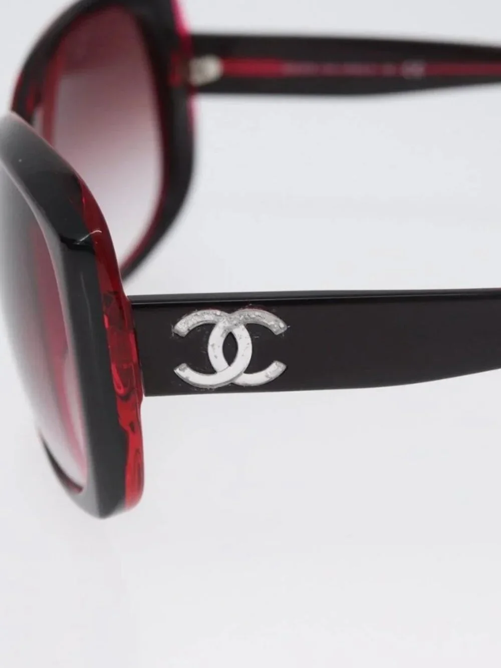 CHANEL COCO Mark Sunglasses plastic Red 5183-A CC Auth BA11304